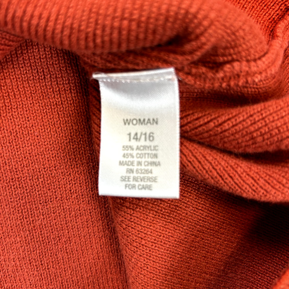 Dress Barn Rust Ornage Knit T-shirt Size 14/16 Square Neckline - Picture 7 of 9